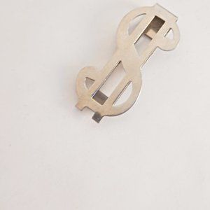 VINTAGE  STAINLESS STEEL MONEY CLIP DOLLAR SIGN $